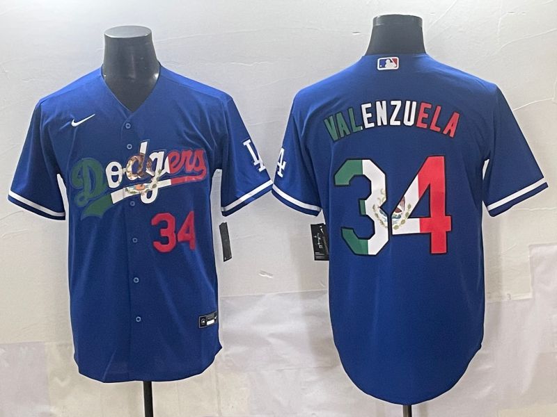 Men 2025 Los Angeles Dodgers #34 Valenzuela Blue Nike MLB Jersey style 7152